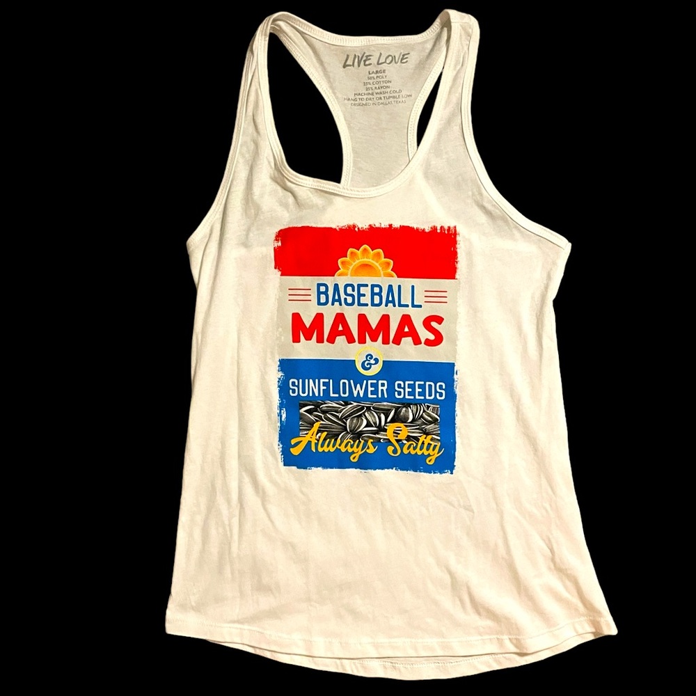 Baseball Mamas Sunflower Seed Racer Back Tank, Size Large NWOT